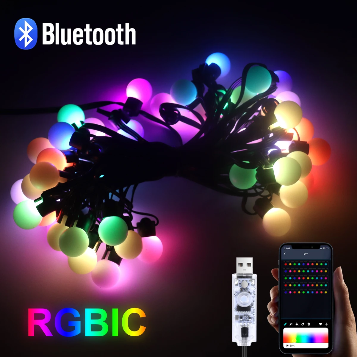 USB Bluetooth LED String Light 10M 50 żarówek RGB Fairy Lights Christmas Bedroom Outdoor Garden Camping Decor LED Garland Lamp