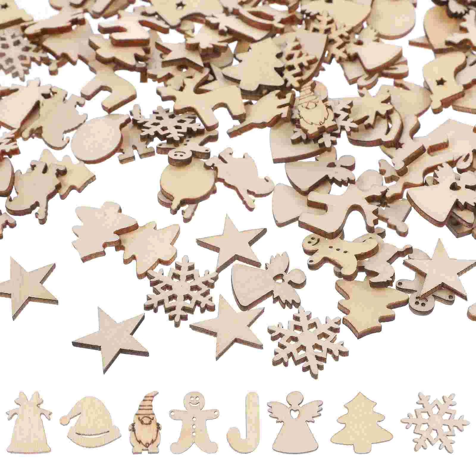 

300 Pcs Fragments Christmas Wood Chips Child Cookie Cutters Xmas Wooden Cutouts