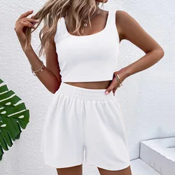 Women Casual Pajamas Nightclothes Sleepwear Camisole And Shorts Solid Color Comfortable Summer 2PC Shorts Set Women