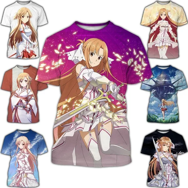 

Summer Men's Women's Sword Art Online 3D Printing T-shirt Harajuku Casual Fashion Cool Anime SAO T Shirt