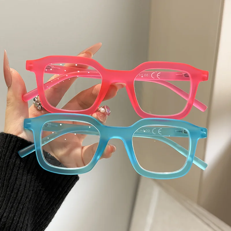Candy Color PC Frame Reading Glasses  for Women Men Elder Fashion Clear Lens Reading Eyeglasses with Spring Metal Hinges