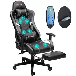 Gaming Chair Massage Ergonomic New Customized PU Massage Computer Office Chairs High Back Design Lumbar Relax Seat