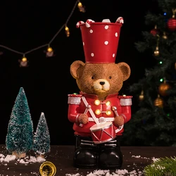 SAAKAR Brown Bear Drummer European Resin Craft Guard Statue Abstract Art Animal Model Ornament Collection Home Interior Objects