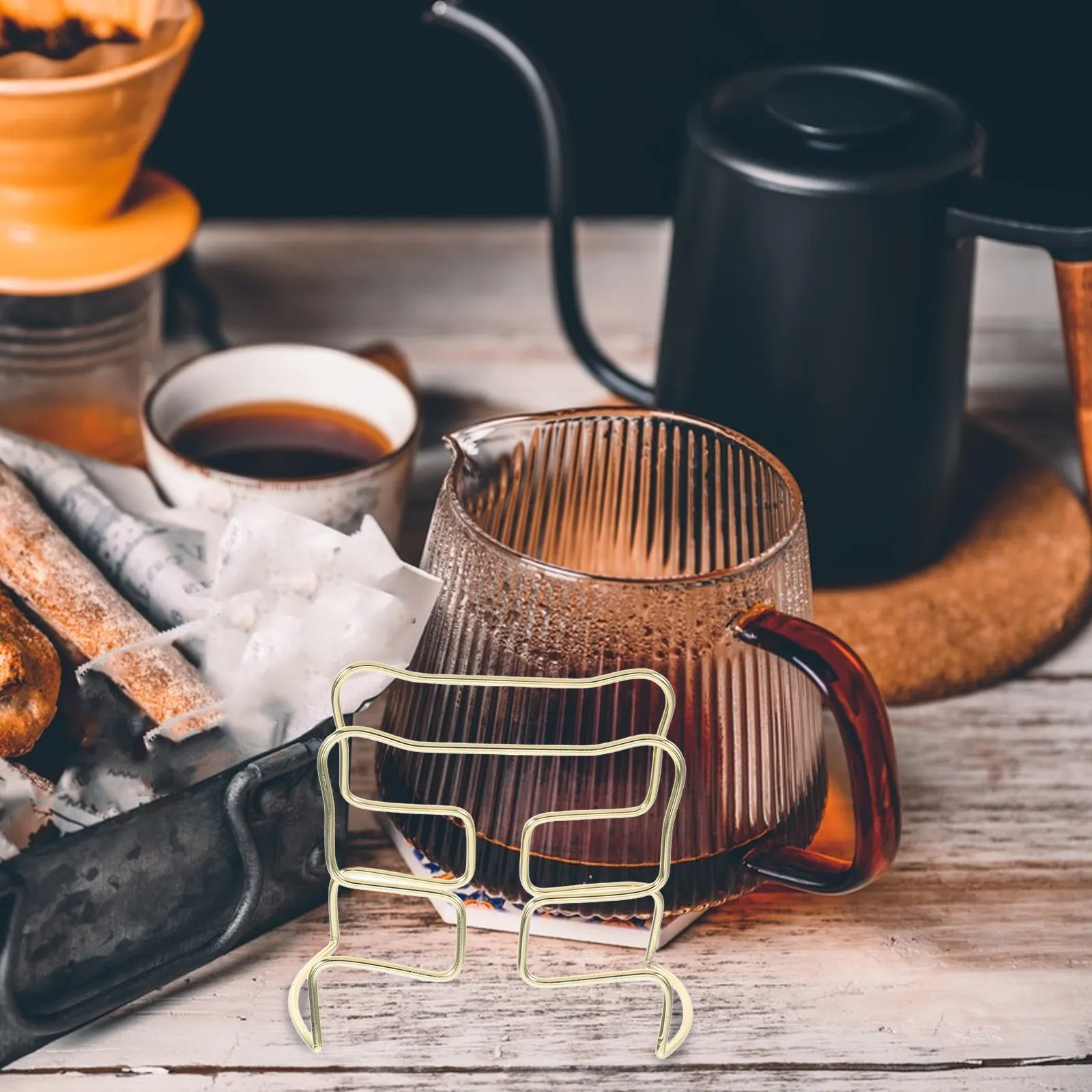 Coffee Dripper Filter Holder Outdoor Stand Bag Frame Station Paper Container Accessories Metal