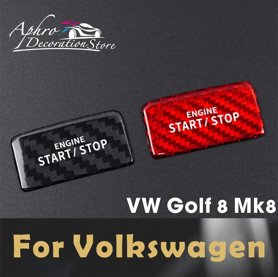 Fibra De Carbono Motor De Carro Start Stop Botão Interruptor Adesivo, Volkswagen VW Golf 8 MK8 AT Acessórios, 2020 2021 2022