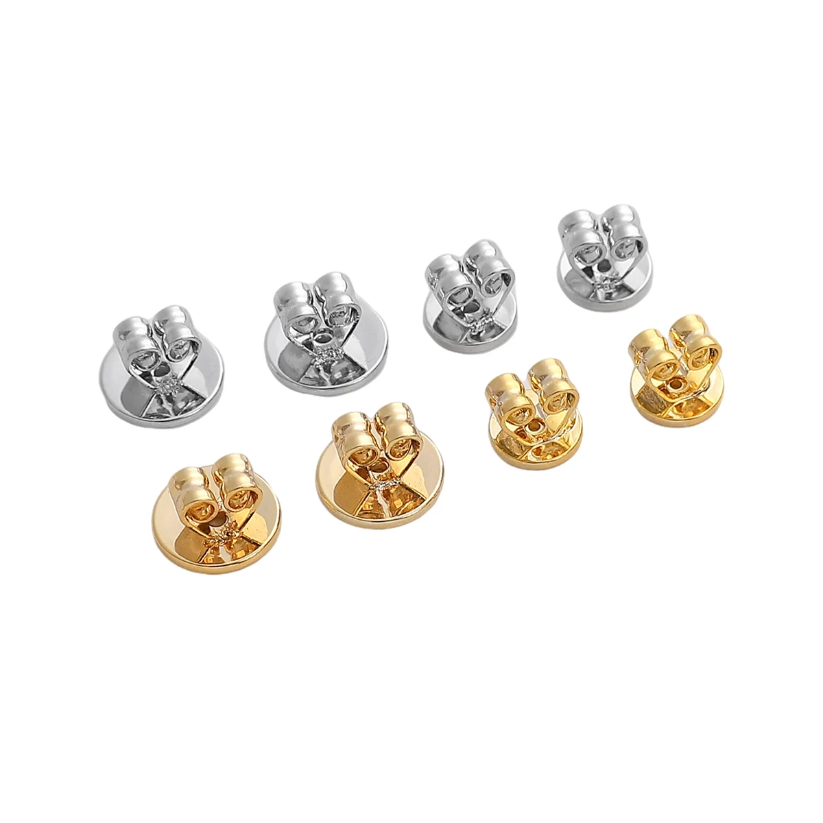 2pcs 6/8mm Rhodium Gold Color Copper Blank Post Earring Studs Base Pins with Earring Plug Crafts Ear Back for DIY Jewelry Making