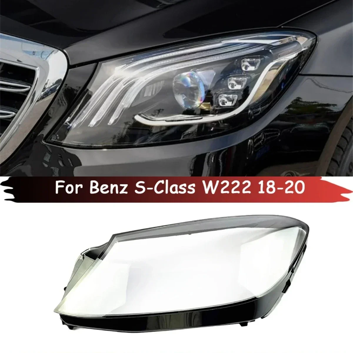 

For Benz S-Class W222 S320 S400 S500 S600 Car Front Glass Lens Lamp Shade Shell Auto Head Light Case Headlight Cover 2018-2020