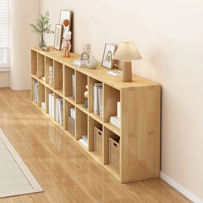 

All solid wood bookcase floor free combination lattice cabinet living room low cabinet locker bedroom TV cabinet simple
