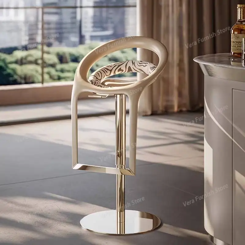 

Luxury Adjustable Bar Chair Metal White High Swivel Modern Bar Chair Ergonomic Cafes Banco Para Barra Cocina Club Furniture