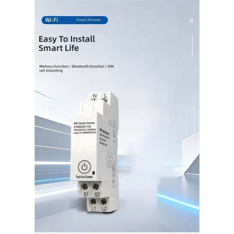 CMHI-Real-Time Monitoring Tuya Wifi Smart Dimmer 2.4Ghz AC 100-240V App Control Din Rail Installation