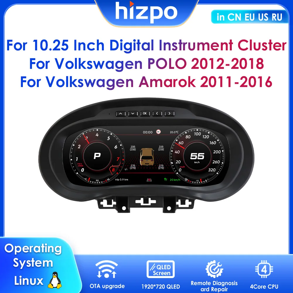 

10.25"Carplay Android Auto Car LCD Screen Digital Instrument Cluster For Volkswagen POLO 2012-2018 / Volkswagen Amarok 2011-2016