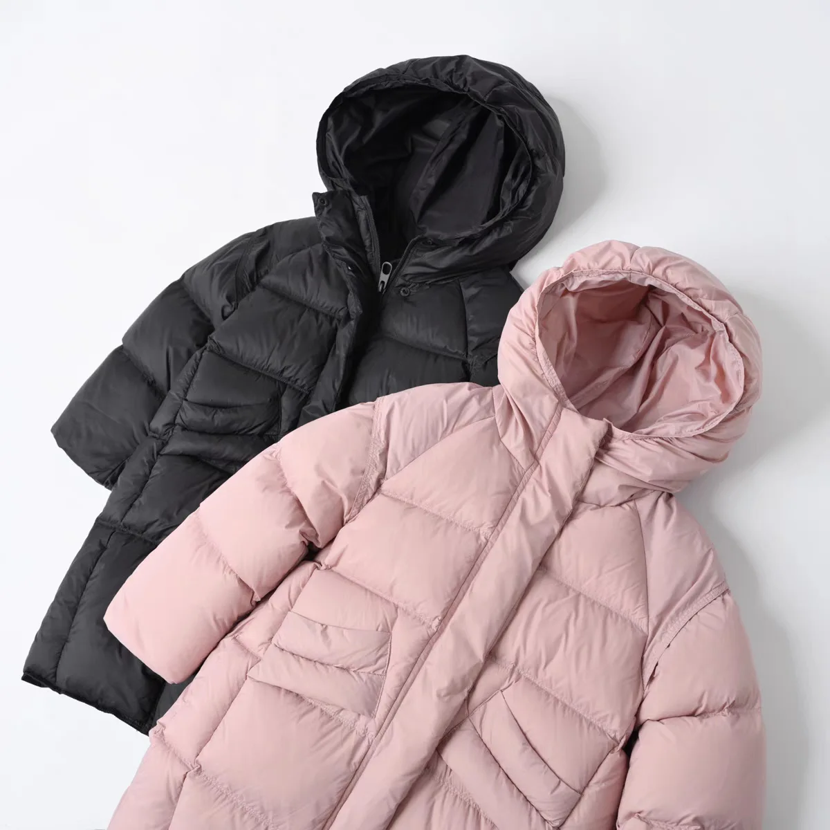 -30 ℃   سترة شتوية للفتيات المراهقات بتصميم جديد طويل بلون سادة وسميكة ودافئة مع قلنسوة من القطن للأسفل سترة عصرية للأطفال من سن 5 إلى 14 سنة