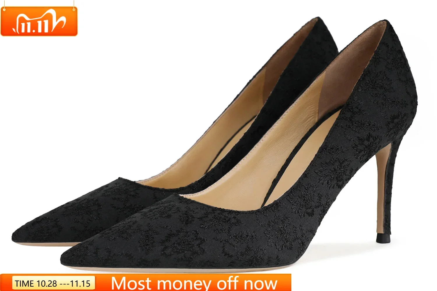 【Measure Your Feet Length Before Order】Embroider Luxury Designer Women Pointy Toe Pumps Stiletto High Heel Sexy Shoe 7-CHC-33