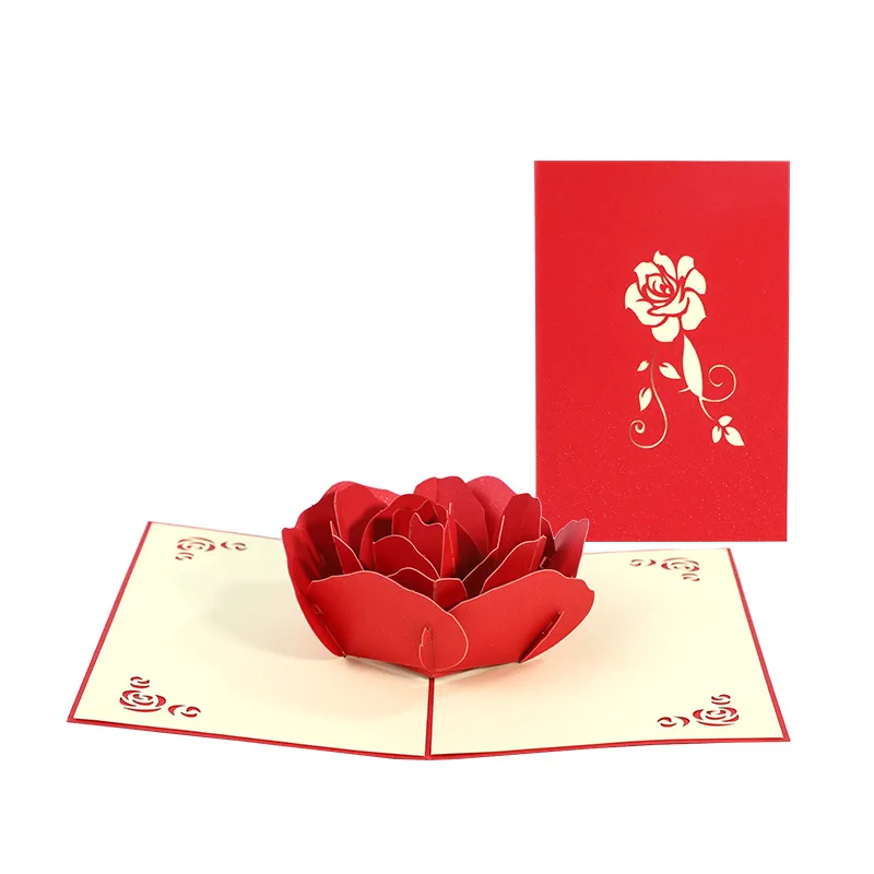 Mother's Day Three-dimensional Greeting Card Gift Creative Blessing 3D Three-dimensional Handmade Paper-cut Large Rose Card