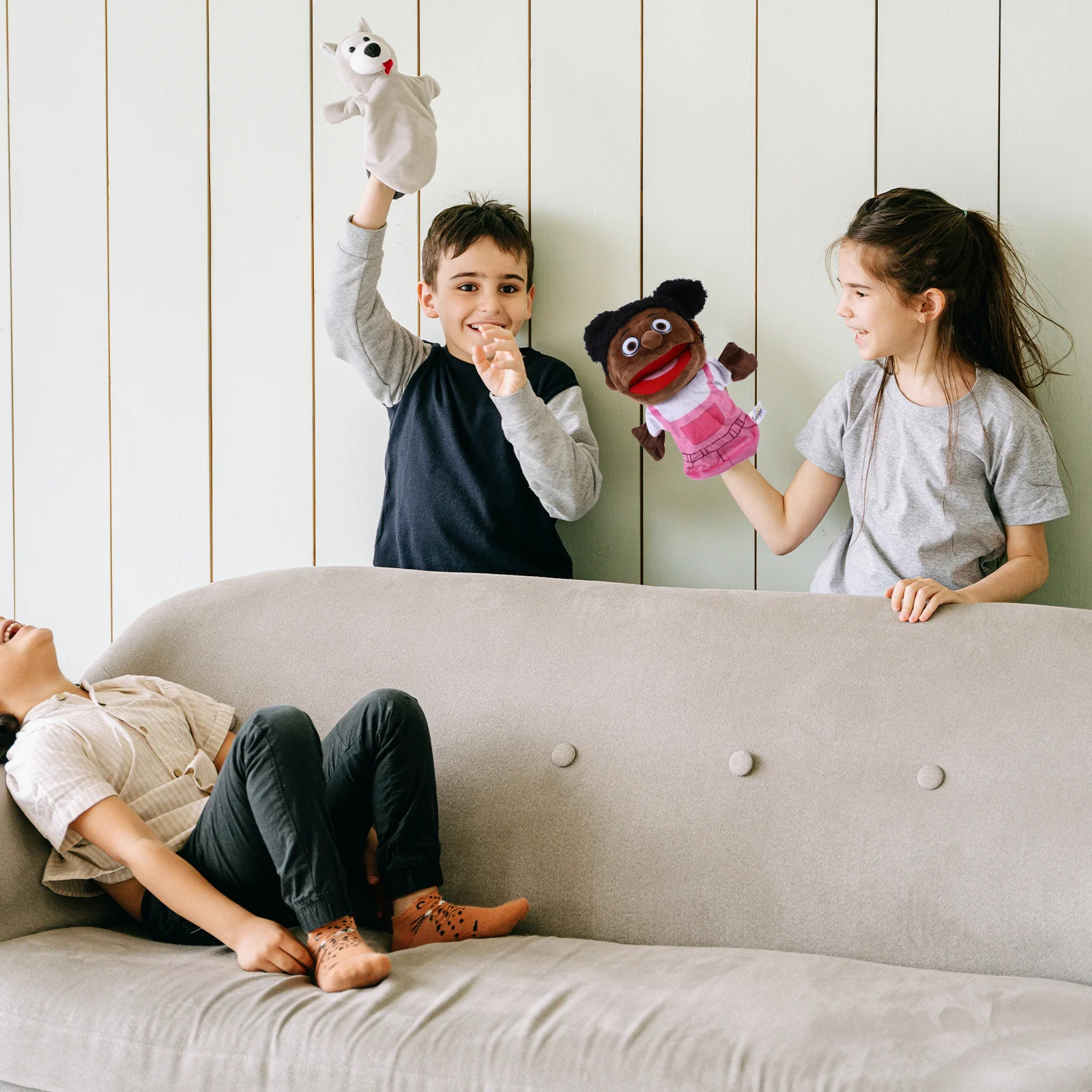 Marionnette à main pour adultes, interaction familiale, raconter des histoires, développement de la Communication, conception de dessin animé mignon, scène de modélisation réaliste