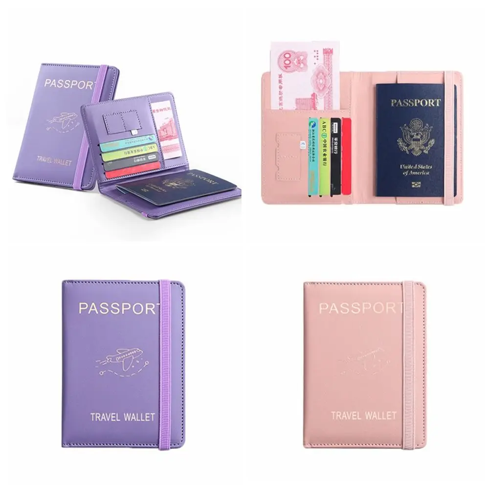 PU Leather Passport Holder Wallet Printed RFID Blocking Leather Coin Purse Letter Korean Style ID Card Holder Female/Male