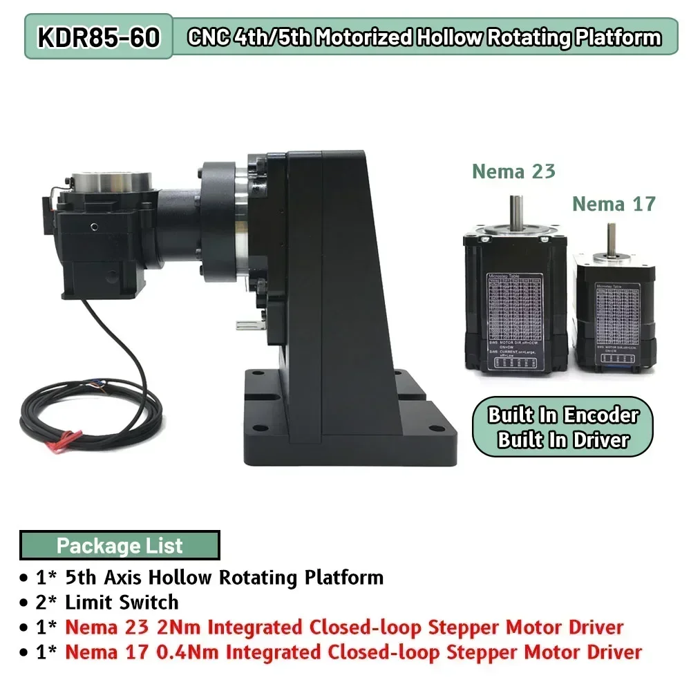 360 Degree Electric Rotary Table Hollow Rotating Platform 4th 5th Axis Motorized  for CCD Visual Positioning Detection