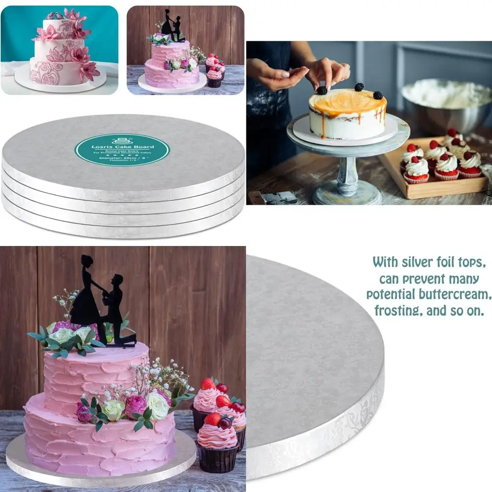 

16-дюймовые круглые серебряные барабаны для торта с полудюймовыми толстыми краями для многоярусных тортов на день рождения и свадьбу