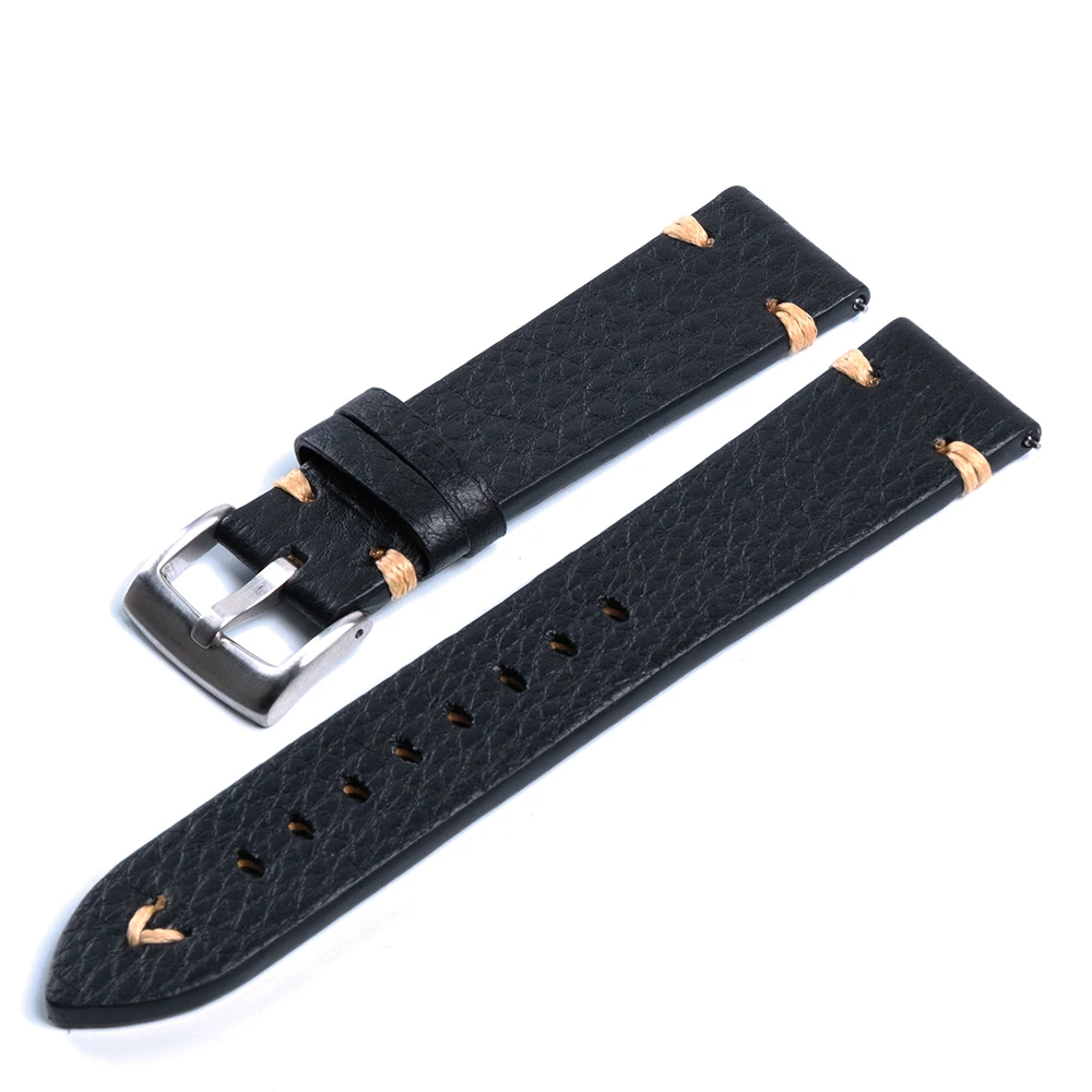 Vintage Genuine Leather Wristband Discoloration Cowhide Watchband 20mm 22mm High Quality Business Watch Band