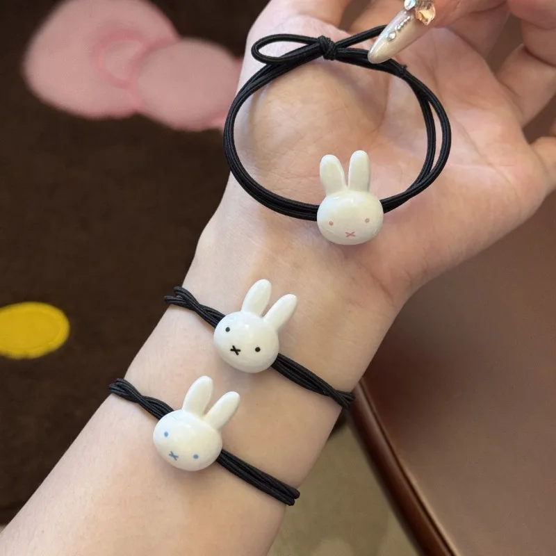 

New Kawaii Miffy Rabbit Hairstring Cartoon Couple Small Rubber Band Girl Hairband High Beauty Head Rope Girl Gift