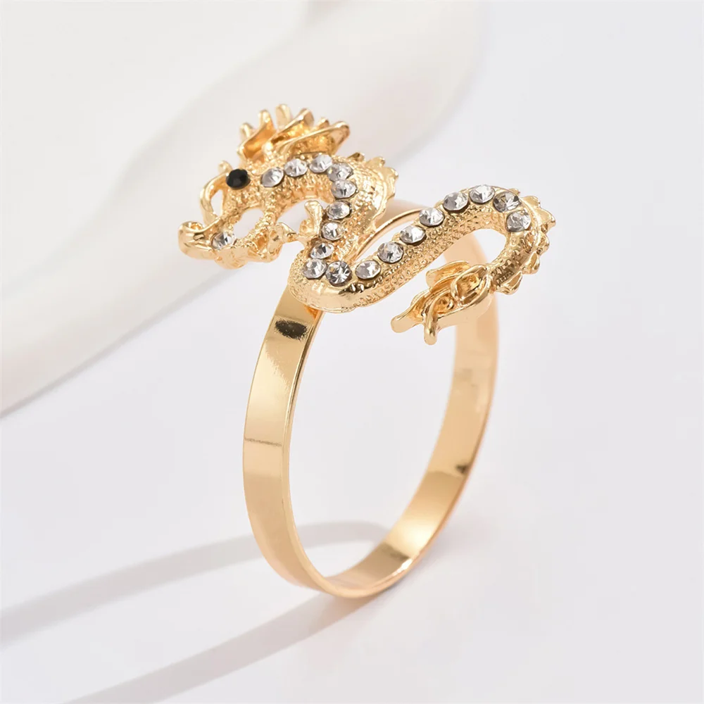 6/PCS Creative diamond-encrusted dragon napkin ring alloy Dragon scale napkin buckle napkin ring Restaurant hotel table jewelry