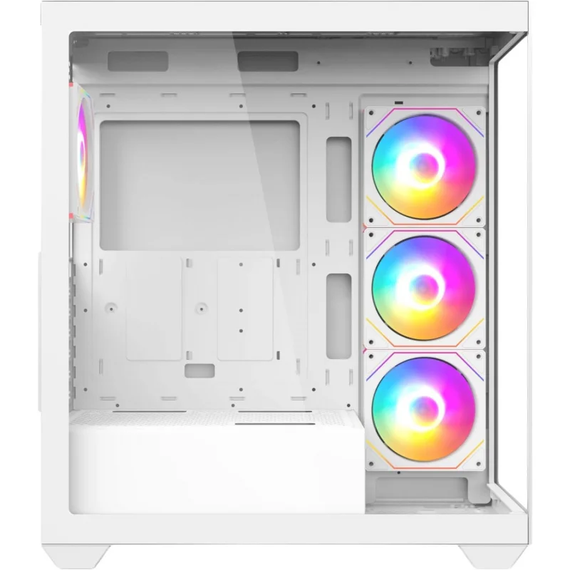 حافظة كمبيوتر الألعاب - حافظة Mid Tower ATX، أسود/أبيض، تتضمن 4 مراوح RGB، وحدة معالجة الرسومات USB 3.0، وحدة معالجة الرسومات مقاس 400 مم، ومبرد وحدة المعالجة المركزية 165 مم، و7 فتحات توسيع، #3