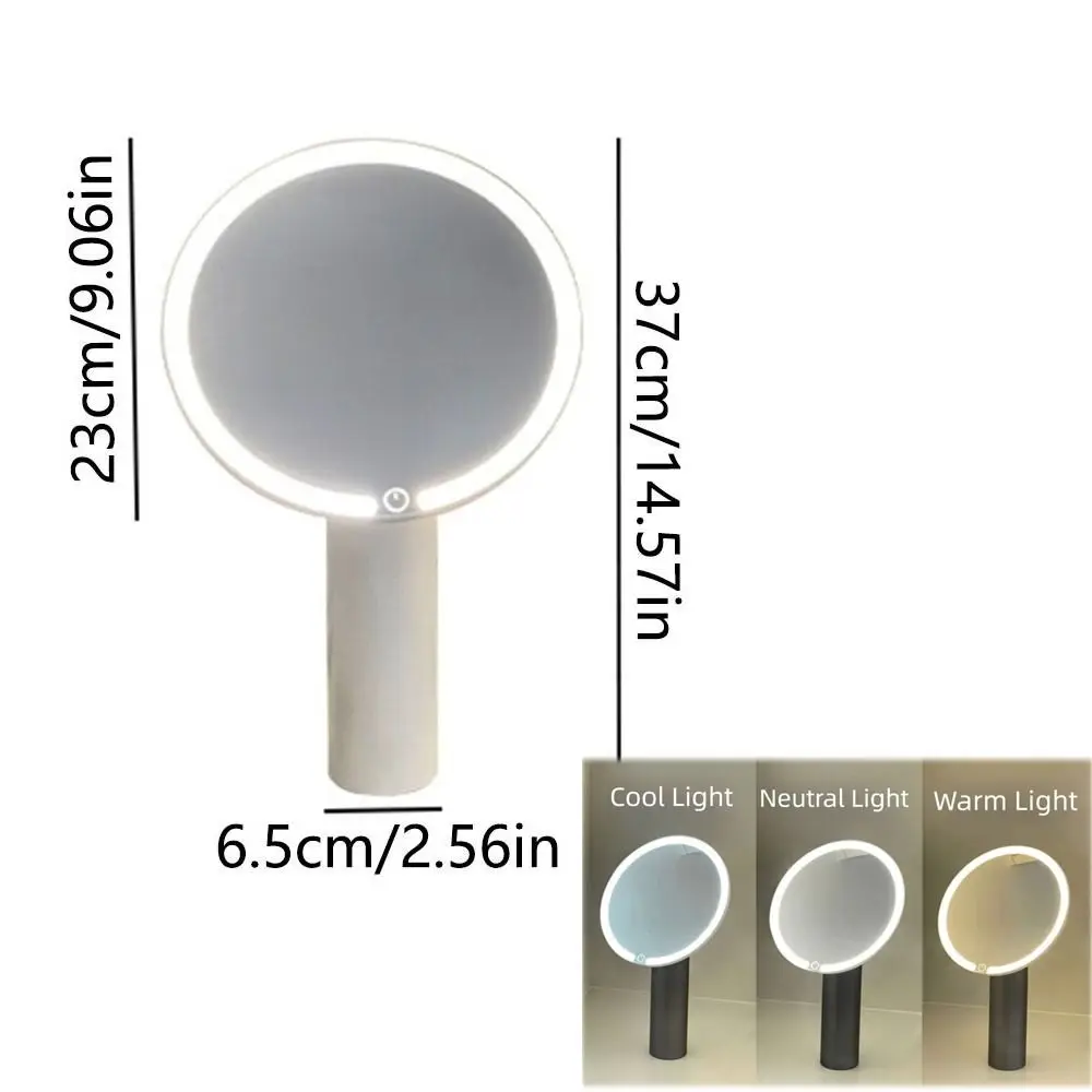Touch Control LED-Make-up-Spiegel, USB-Aufladung, 3-farbige Lichter, tragbare Kosmetikspiegel, hochauflösend, verstellbar