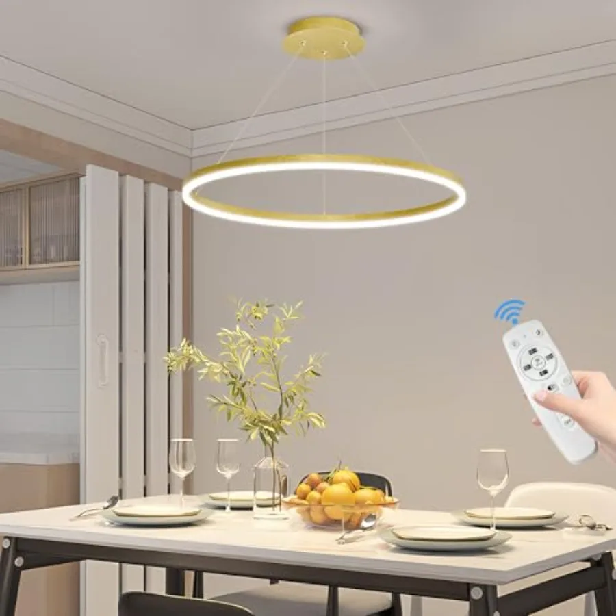 Modern Ring Chandelier Light LED Pendant Light Fixtures with Remote Control 3000k-6500K Adjustable Color Temperature Light for