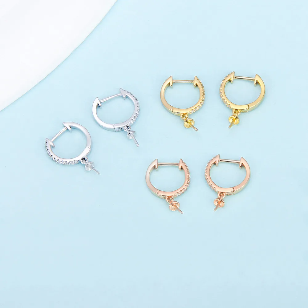 CLUCI-pendientes de plata de ley 925 auténtica para mujer, aretes colgantes redondos de circonia cúbica, joyería de perlas para fiesta y boda, DIY, SE134SB