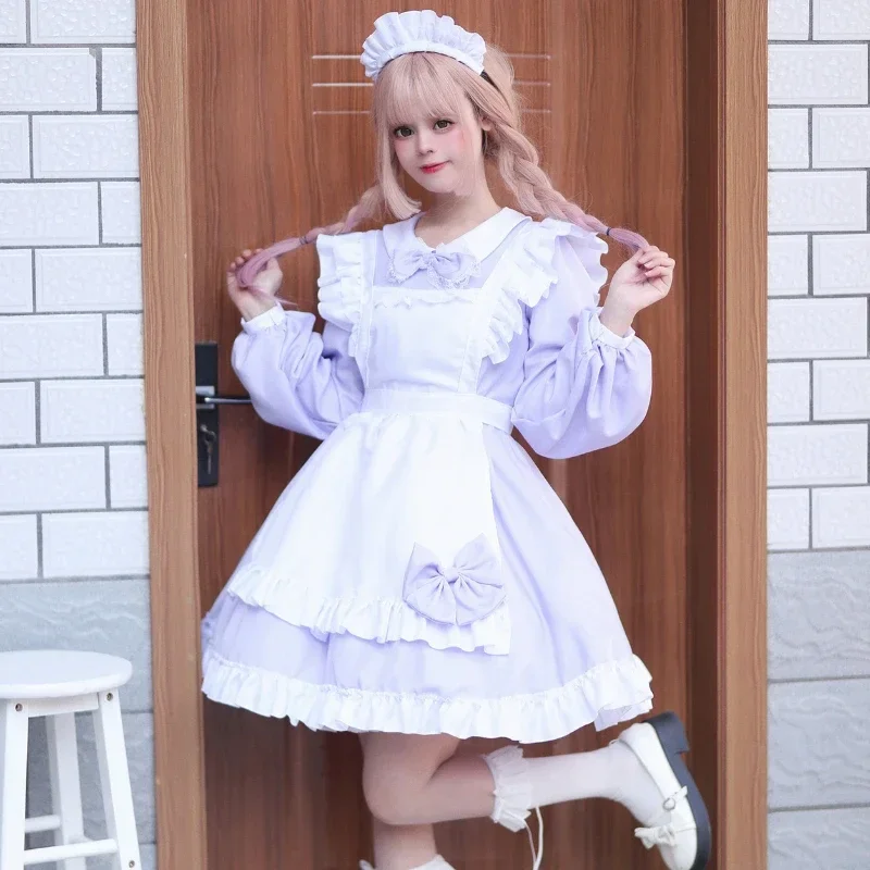 Japanese anime kawaii maid dress women plus size Gothic Lolita Halloween Swett lace coffee waitress princess party stage outfits