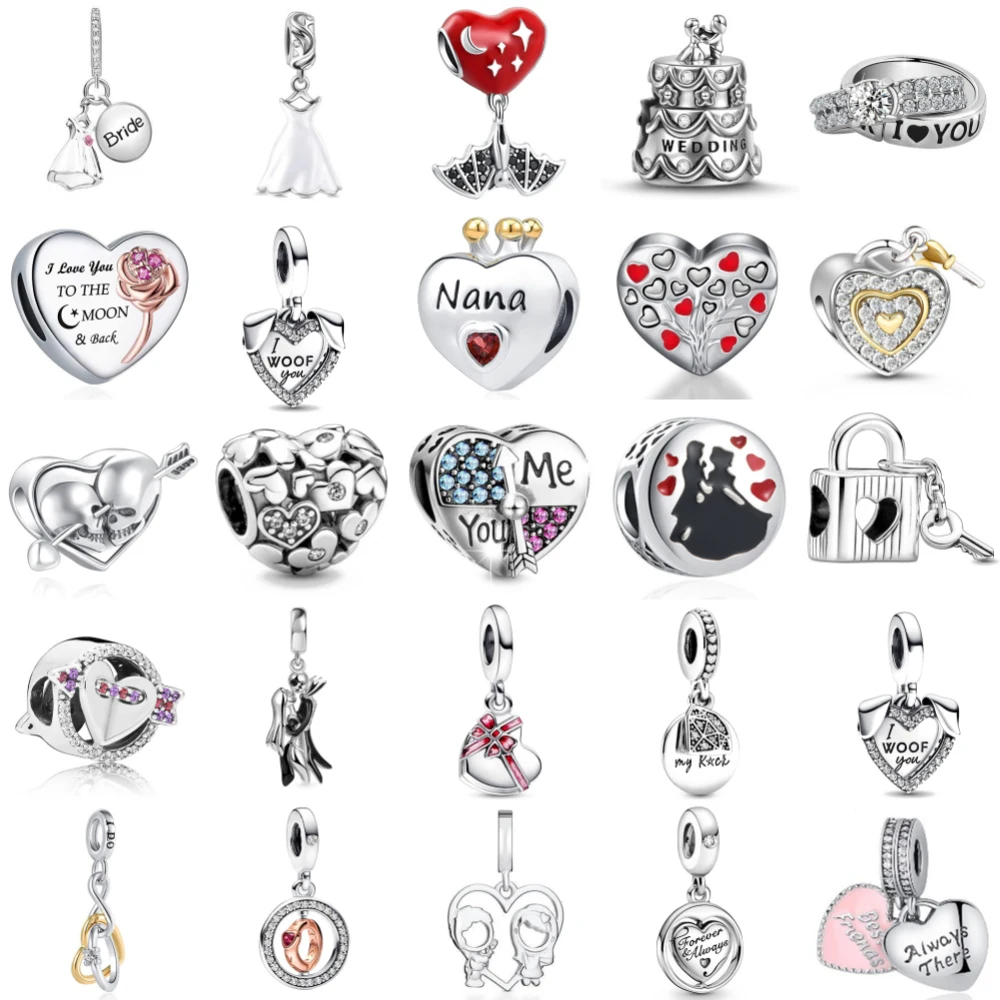 جديد 925 فضة الحب فستان الزفاف سحر of ley 925 سلسلة مطرز صالح الأصلي قلادة سوار الإسورة DIY بها بنفسك السيدات مجوهرات