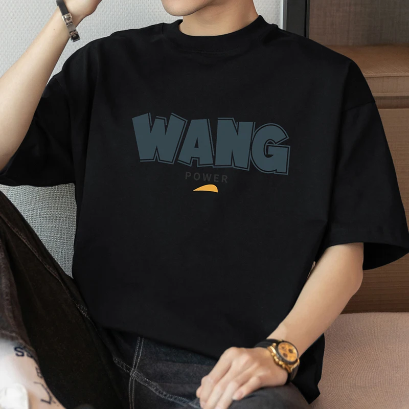 

Summer American cotton short-sleeved t-shirt men's crew neck t-shirt on clothes summer trend loose cotton half-sleeved new