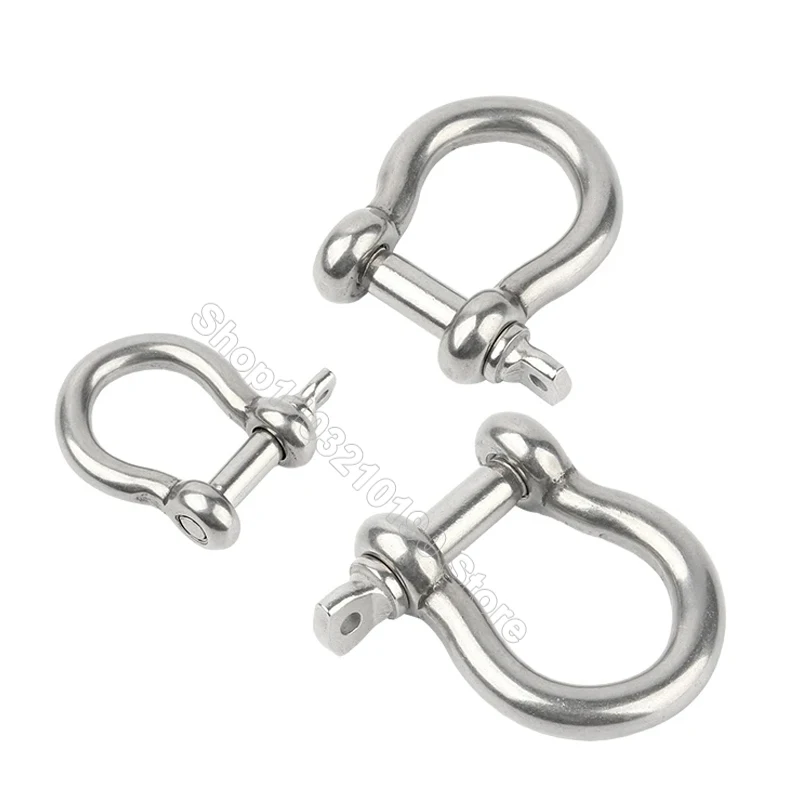 1PC M4-M8 304Stainless Steel Carabiner Bow Staples Shackle Keychain Hook Joint Connector Buckles Sailing Outdoor Bracelet Buckle