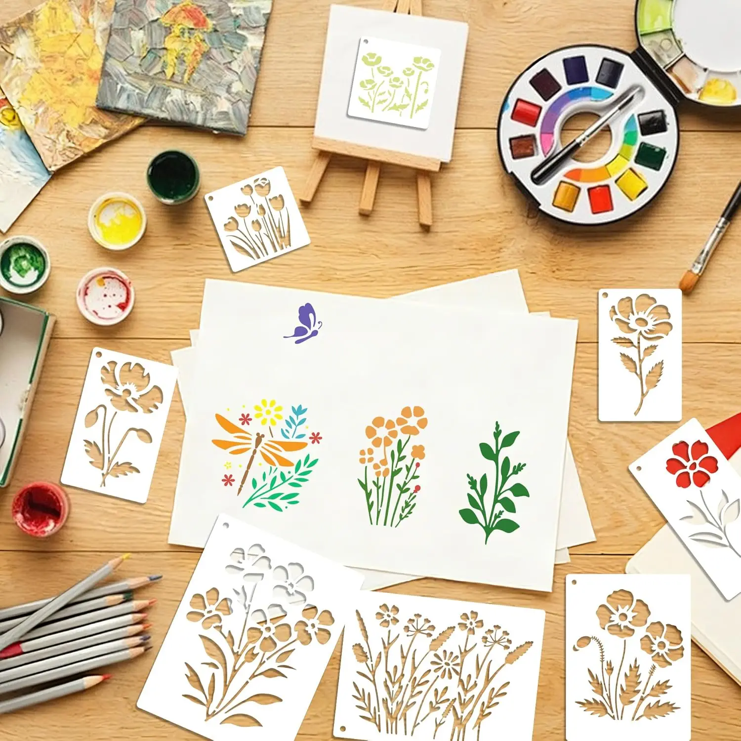 Flower Leaf Wildflower Stencils, 85Pcs Set