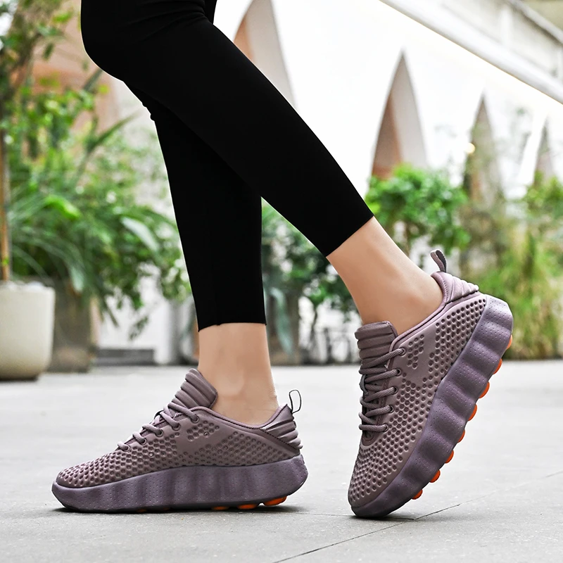 Herren-Wanderschuhe mit dicker Polsterung, atmungsaktive Mesh-Sneaker, Massage-Sohle, rutschfeste Schnürschuhe, lässige Sportschuhe. – Detail 3