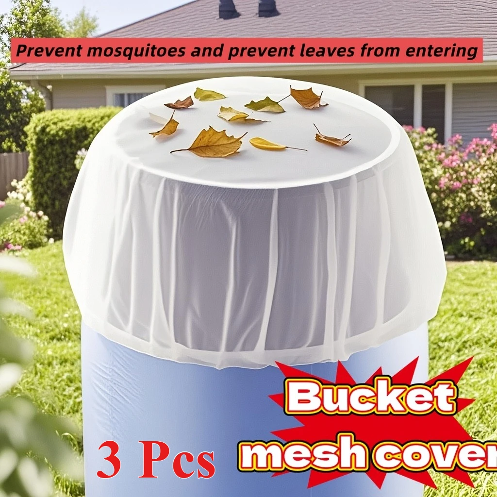 2 Sizes Outdoor Garden Rain Barrel Mesh Cover, Polyester Mosquito Insect Leaf Debris Proof, Water Bucket Protective Net Screen