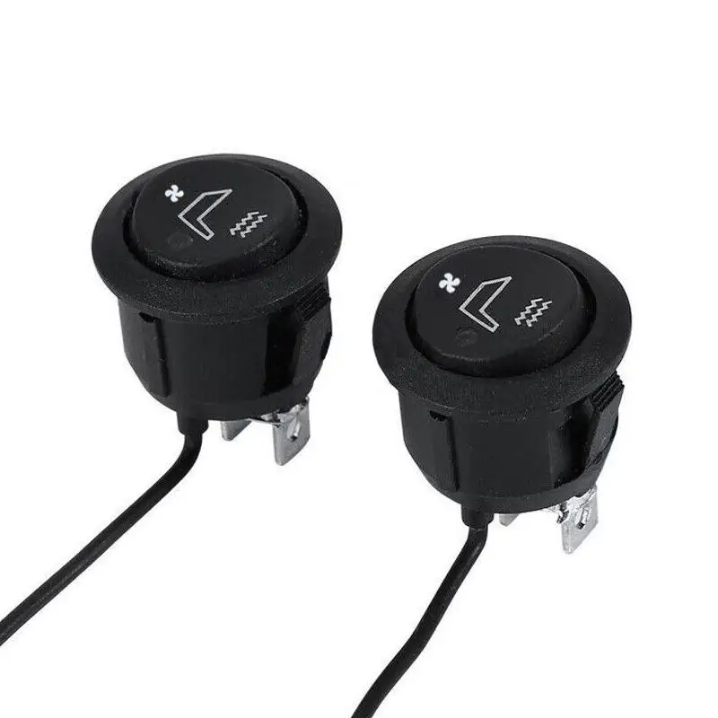 2Pcs Universal 3 Pin Car Seat Heater Switch With Heating Ventilation Sign Hi Low On Off Control Round Heated Rocker