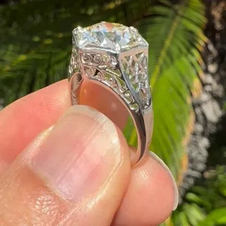 Solid 925 Sterling Silver Ring Fully Set with Moissanite Festive Gift Ideal for Any Occasion