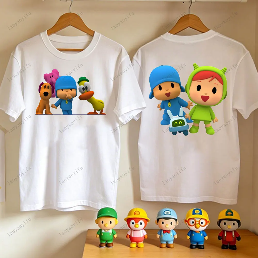 

P-POCOYO Cartoon Unisex T-Shirt Summer O-Neck Cotton Short Sleeve Tees Tops Graphic Shirt Breathable Men Women Fashion Clothes
