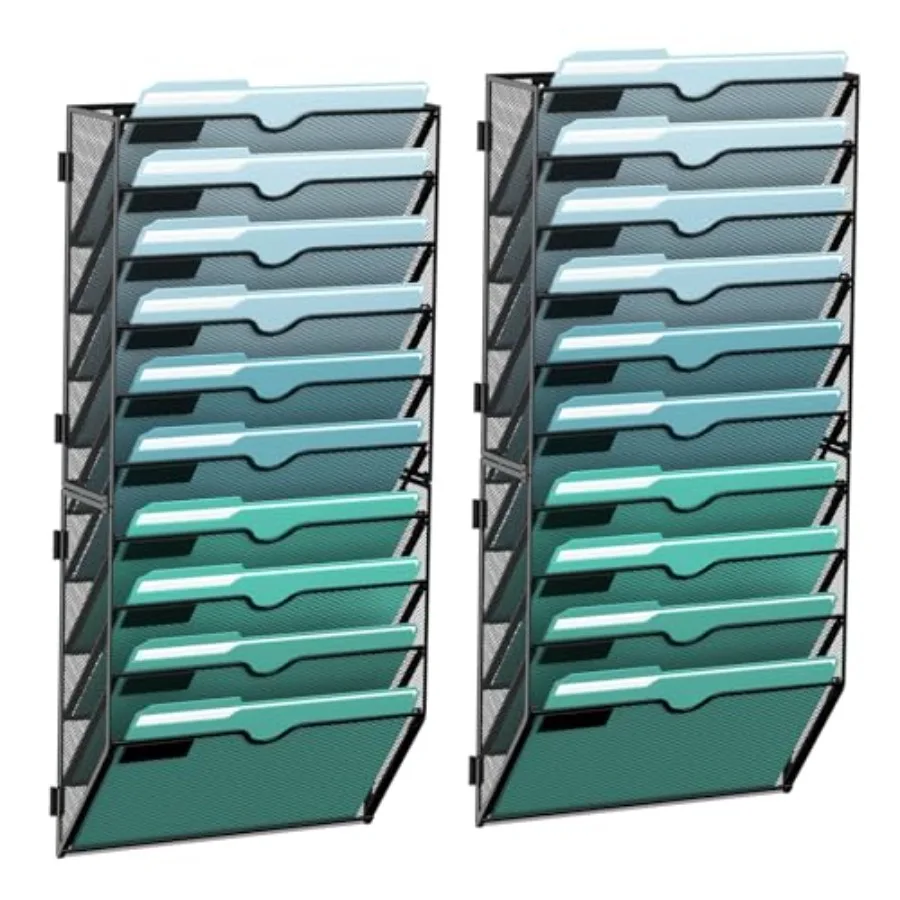 

Настенный органайзер для файлов на 10 ярусов, для бумаг, папок, журналов, черный, требуется сборка