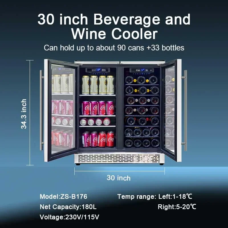 Josoo Custom Digital Euro Cave Wine Vinoteca Fridge Mini Winecooler Wine Cellar Dual Zone