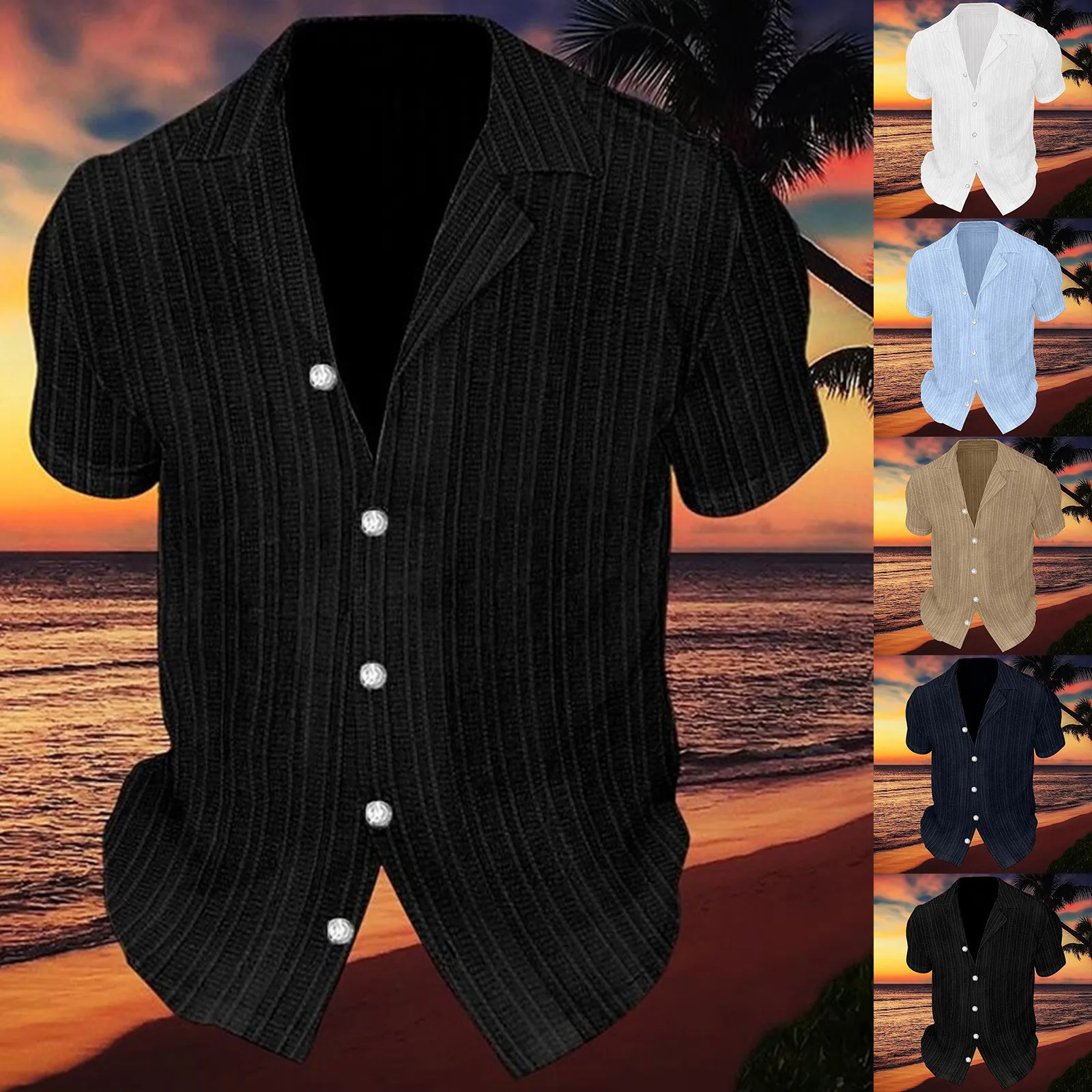 الرجال قصيرة الأكمام زر أسفل الصيف بدلة الشاطئ القمصان طوق ، عارضة الأزياء القمصان ، بلون واحد أزرار قمصان للرجال ، الصيف