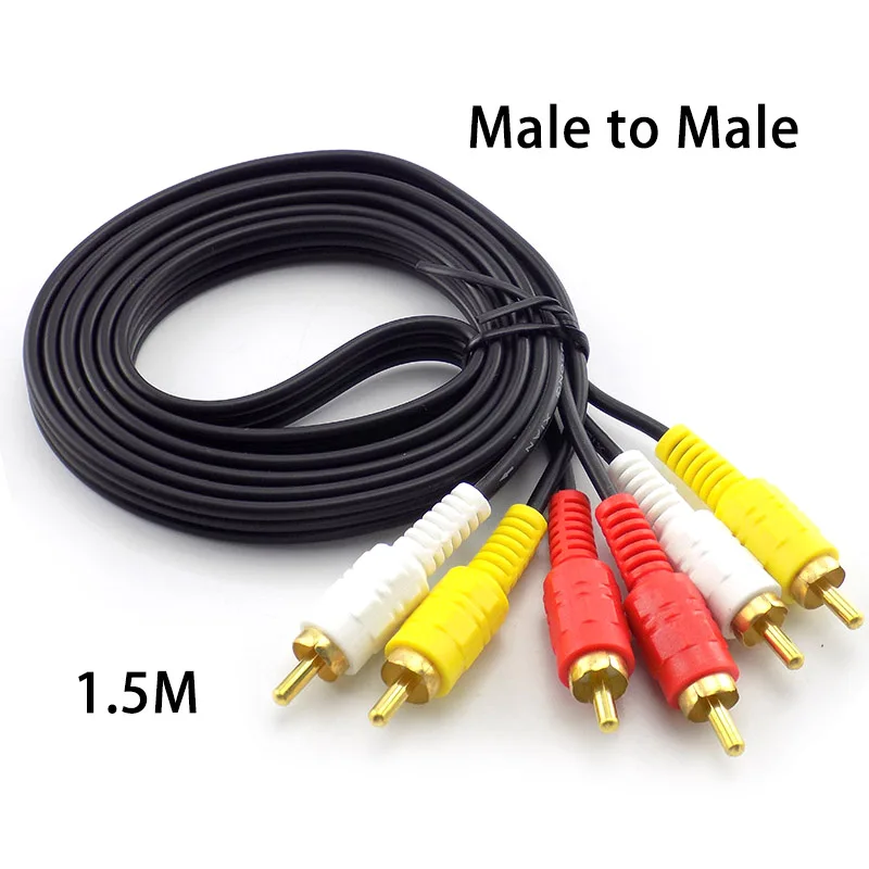 1.5M 3 Rca Mannelijke Naar Mannelijke Jack Plug Muziek Audio Video Av Connector Kabel 3x Rca Retail Snoer Voor Tv Geluid Luidsprekers