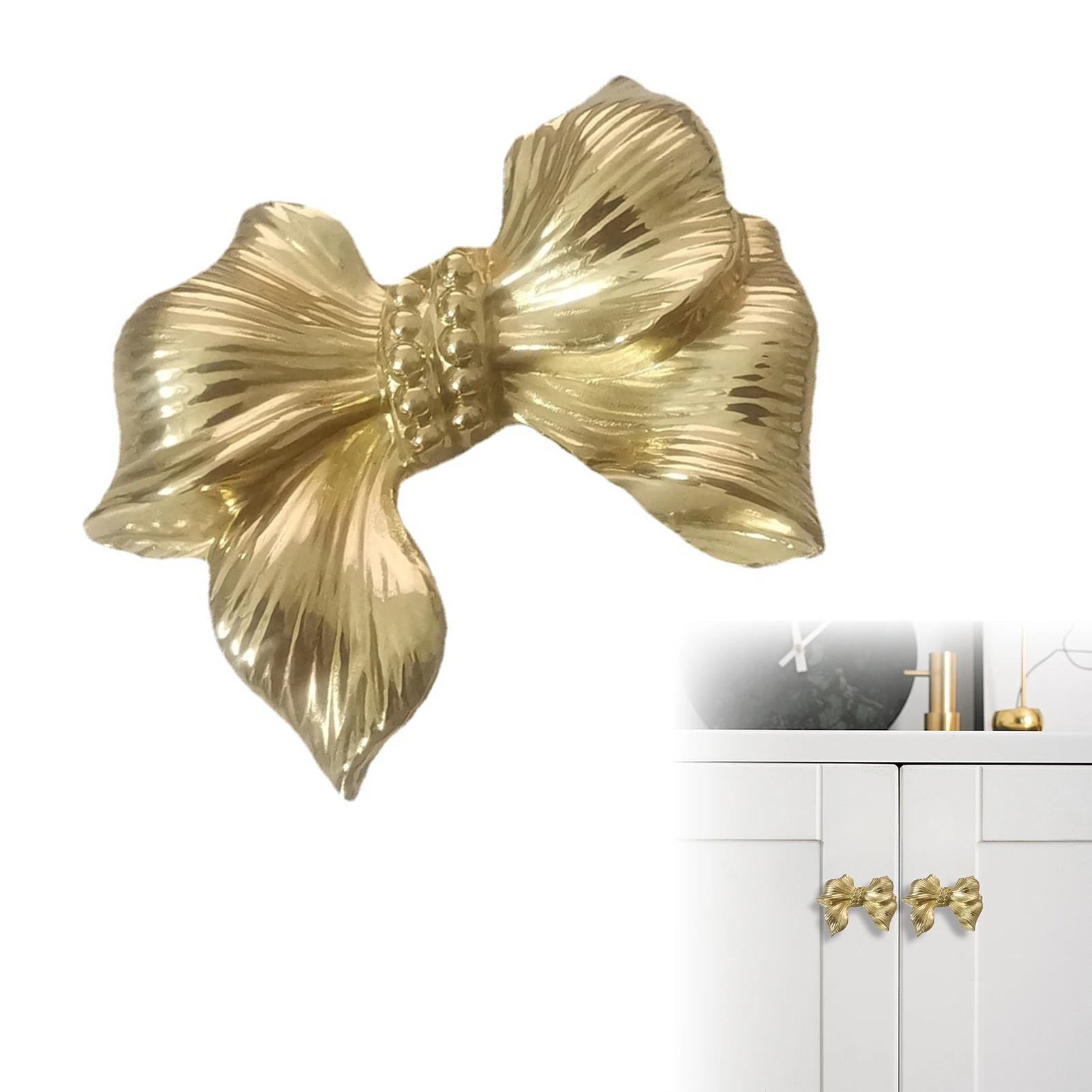 

Brass Golden Bow Shaped Furniture Handles for Cabinet Door Drawer Pull European style Minimalist Wardrobe Wine Cabinet Handle