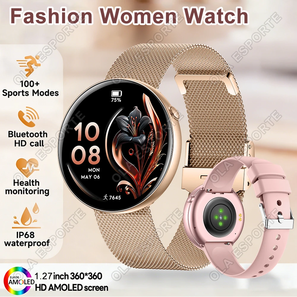 

Fashion Women Watch 1.27 inch 360*360 HD Display Sleep Heart Rate Blood Oxygen Monitoring HD Bluetooth Call Smartwatch 2026 New