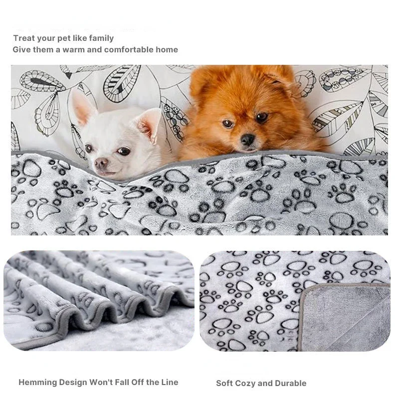 Soft Fluffy High Quality Pet Blanket Cute Cartoon Pattern Pet Mat Warm and Comfortable Blanket for Cat Dogs