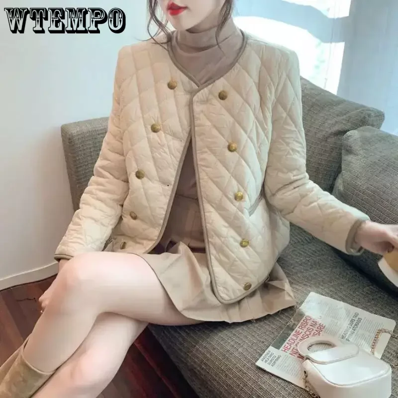 

WTEMPO Women's Long Sleeve Warm Diamond Down Coat Crop Puff Jacket Loose Winter Autumn Lightweight Quilted Cardigan Parkas