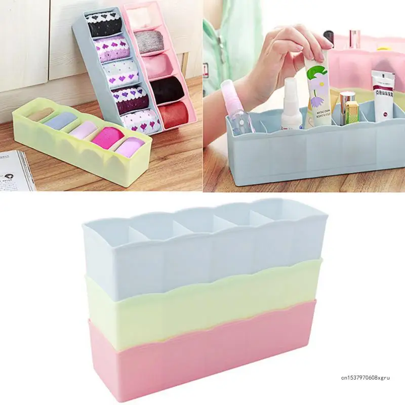 Sock storage box Drawer type household dustproof 5 compartment underwear storage box underwear separation organizer box