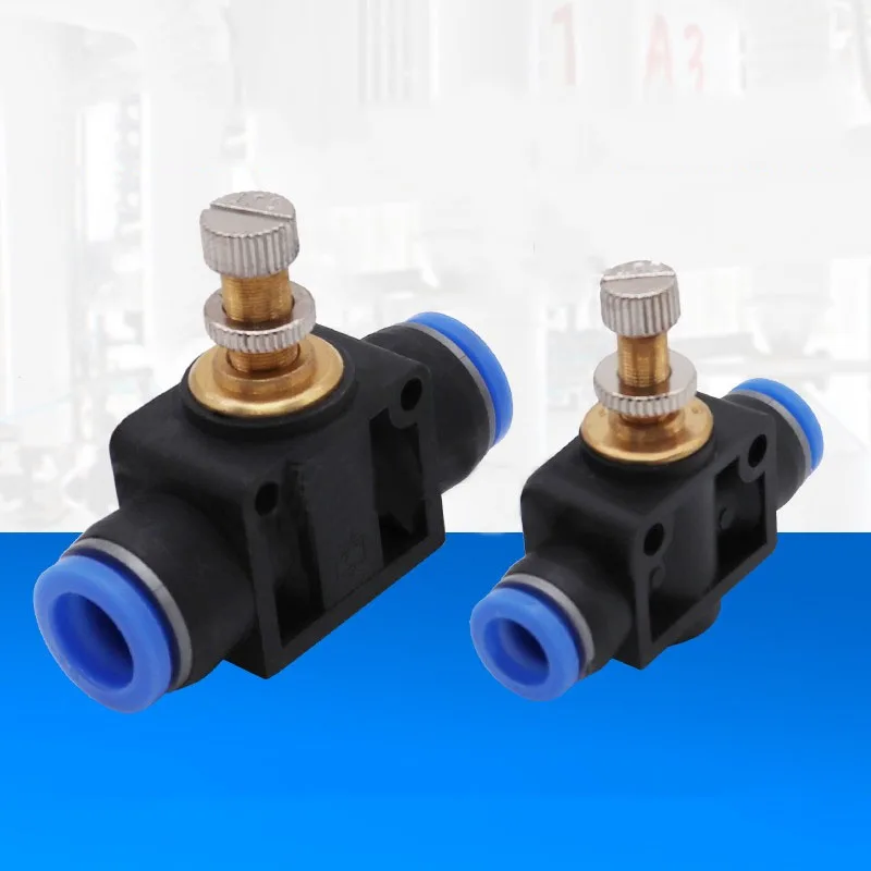 1PC New Pneumatic Throttle Valve Flow Speed Regulator PA LSA SA4 SA6 SA8 SA10 SA12 Control Throttle Push Inline Straight Valve