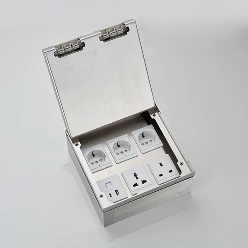 Hidden Flat Embedded Floor Socket 6 Gang European German Standard Marble Finish Export Foreign Trade Power Outlet for Home